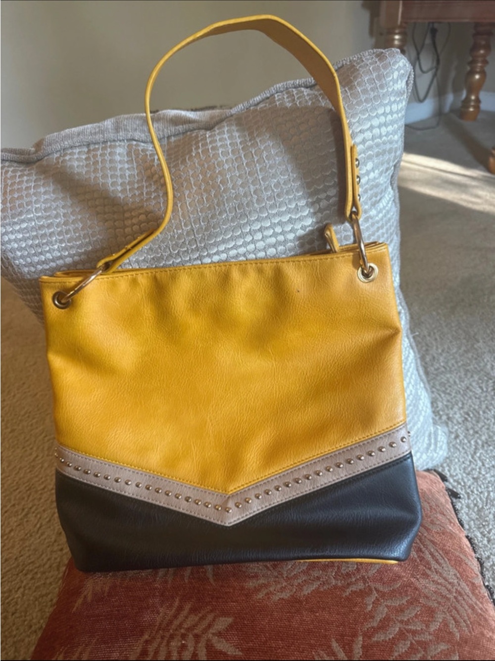 Montana West Yellow, Black & Cream Colorblock Shoulder Bag